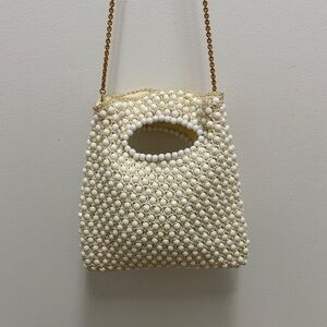 Vintage Elegant Cream Beaded Handbag